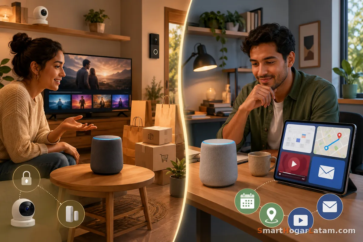 Comparación de uso diario: Alexa para entretenimiento y compras, Google Home para agenda y búsquedas